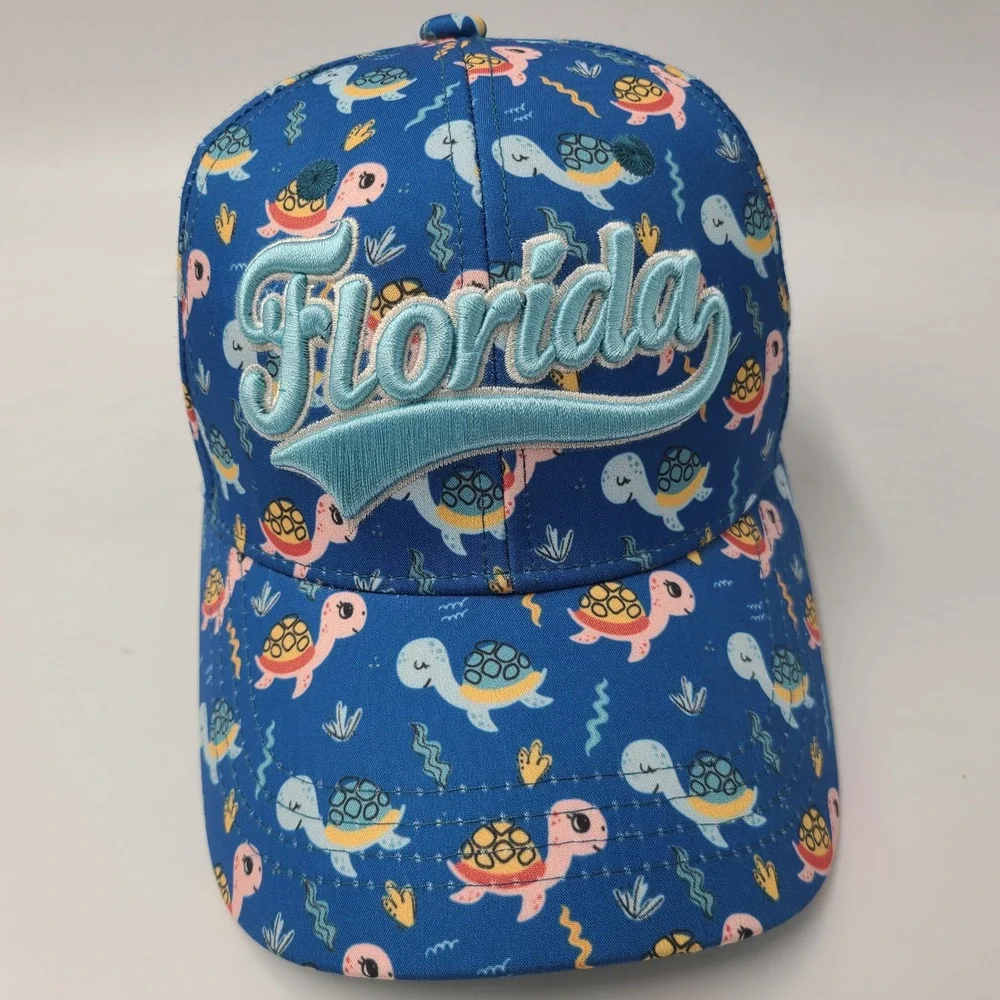 Youth Robin Ruth Hat Adjustable Blue‎ Florida Sea Turtle All Over Print Travel